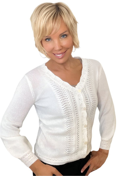 Ethereal Pointelle Cardigan - Milkyway